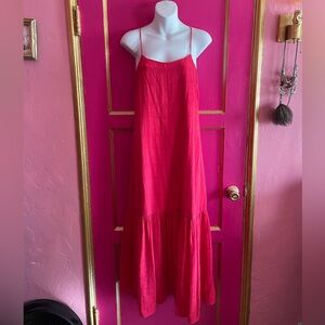 1.State red cotton strappy sundress size S